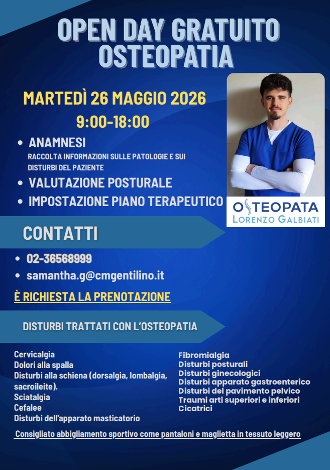 Centro Medico Gentilino Open Day Osteopatia Maggio 2026